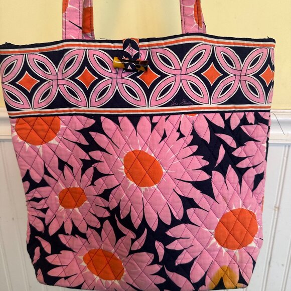 Vera Bradley Quilted Floral Tote Bag With Pink & Orange Sunflower Print - Picture 2 of 7